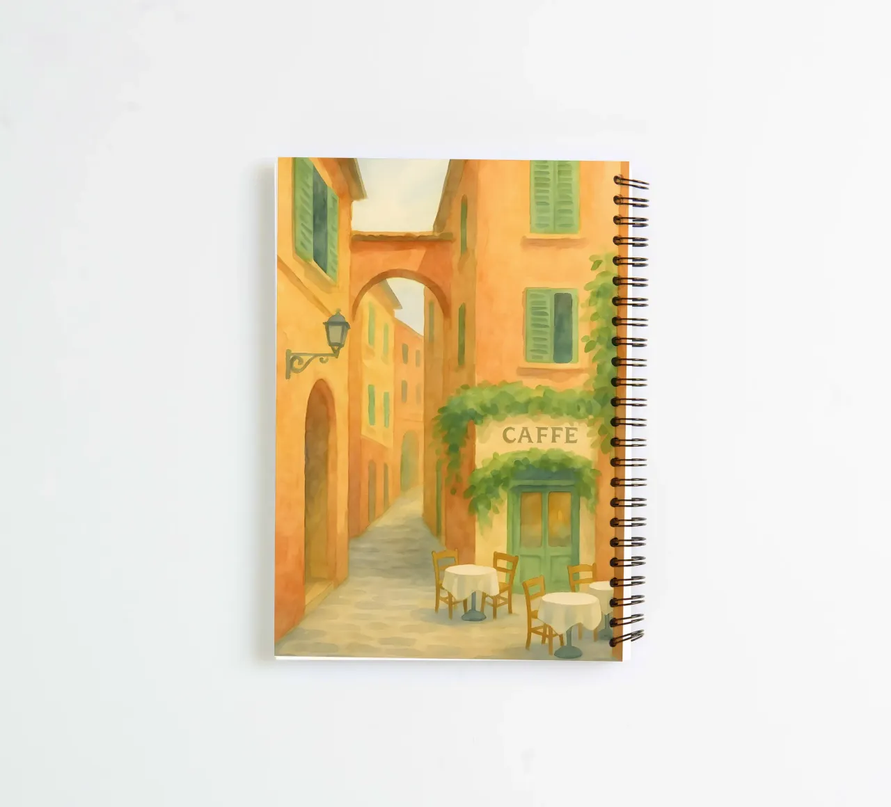 Caffè in Modena – Morgens in der Altstadt spiral notebook by Grande Bellezza