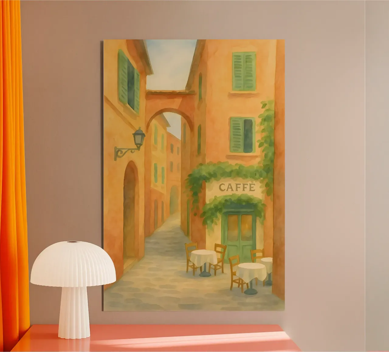 Caffè in Modena – Morgens in der Altstadt alluminio dibond da Grande Bellezza