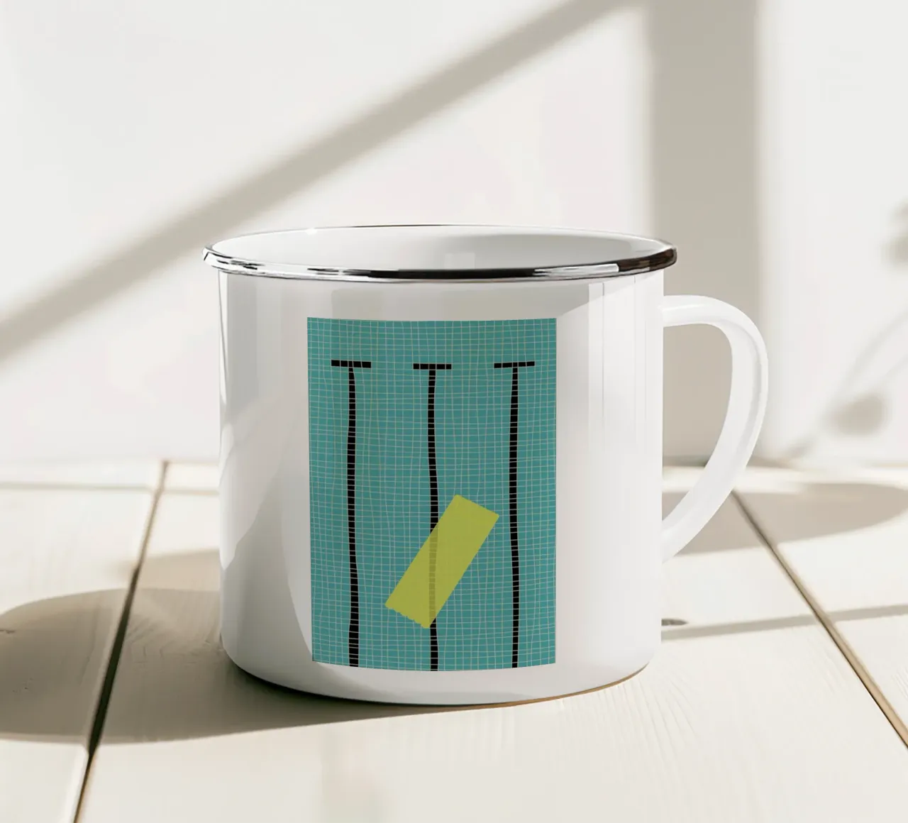 Floating In The Pool mug en émail de Rosi Feist