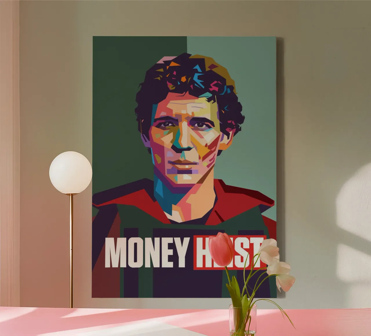Money Heist kunstwerk canvas met Baklijst van Hantamrata