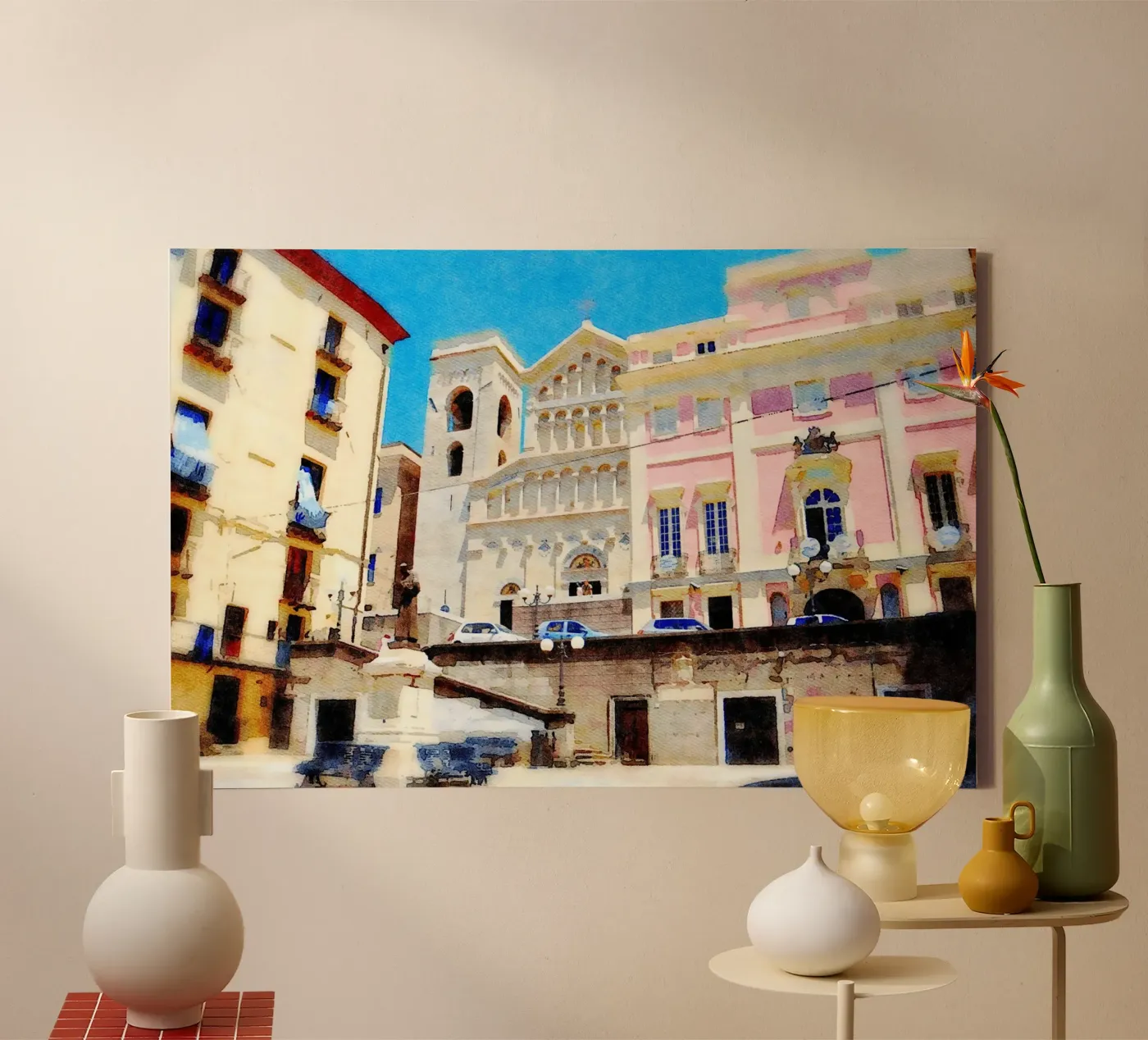Cagliari tela da Massimo Frascogna