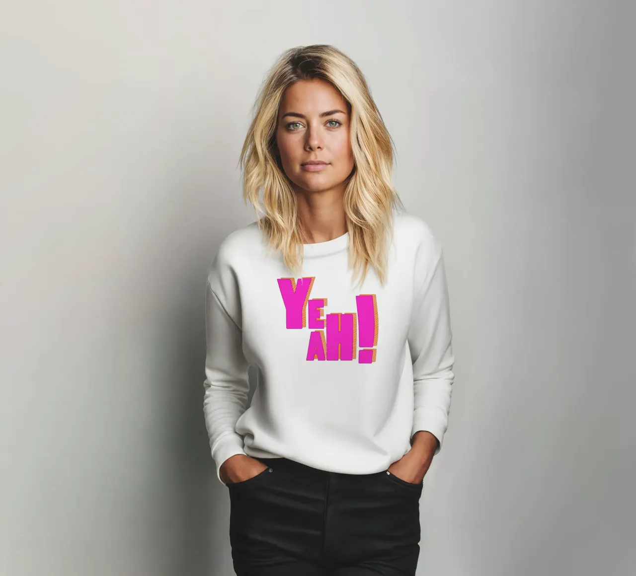 YEAH! - Tipografia 3D rosa audace felpa da showmemars