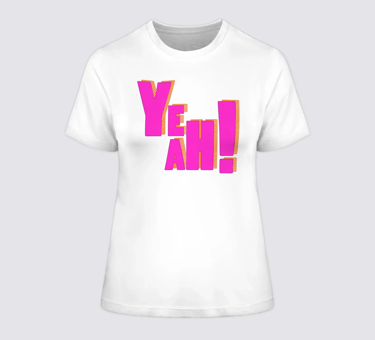 YEAH ! - Typographie 3D rose audacieuse t-shirt ajusté pour femmes de showmemars