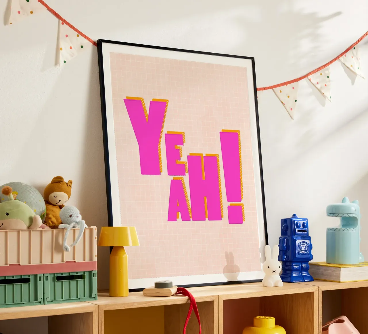 YEAH! - Tipografia 3D rosa audace poster da showmemars