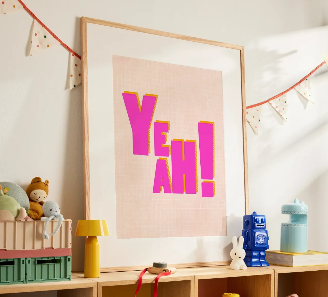 YEAH! - Tipografia 3D rosa audace poster da showmemars