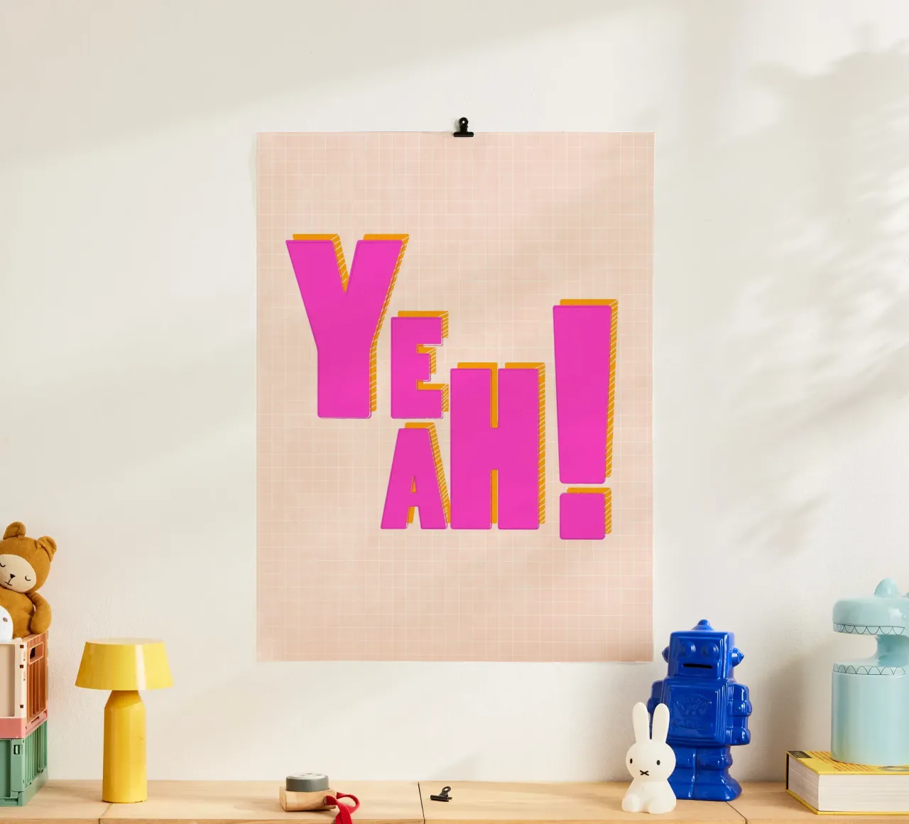 YEAH! - Tipografia 3D rosa audace poster da showmemars