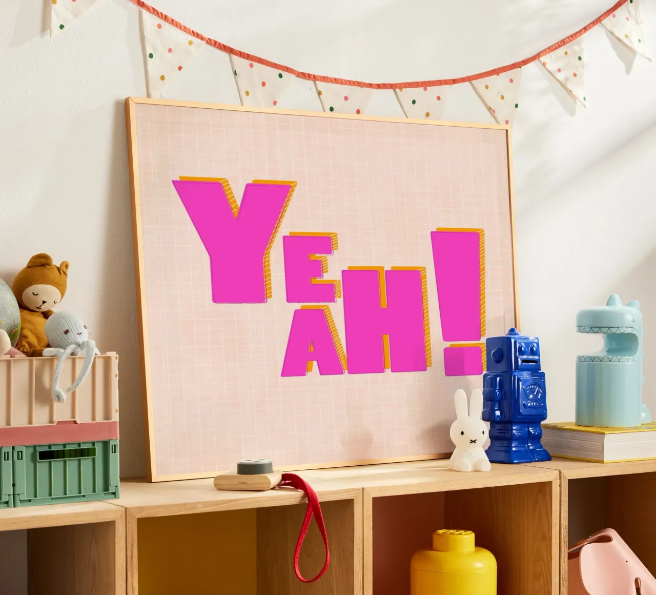 YEAH! - Tipografia 3D rosa audace poster da showmemars