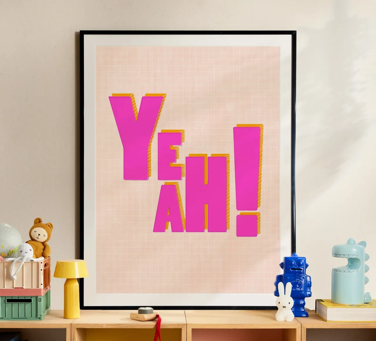 YEAH! - Tipografia 3D rosa audace poster da showmemars