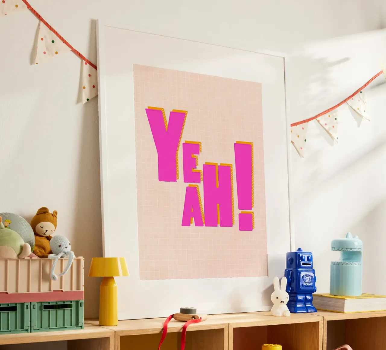 YEAH! - Tipografia 3D rosa audace poster da showmemars