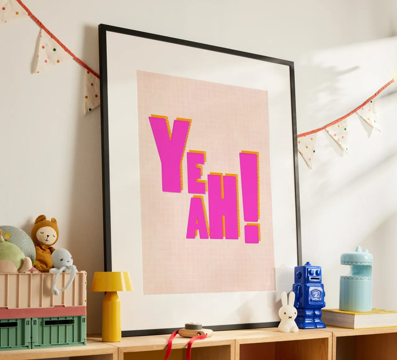YEAH! - Tipografia 3D rosa audace poster da showmemars