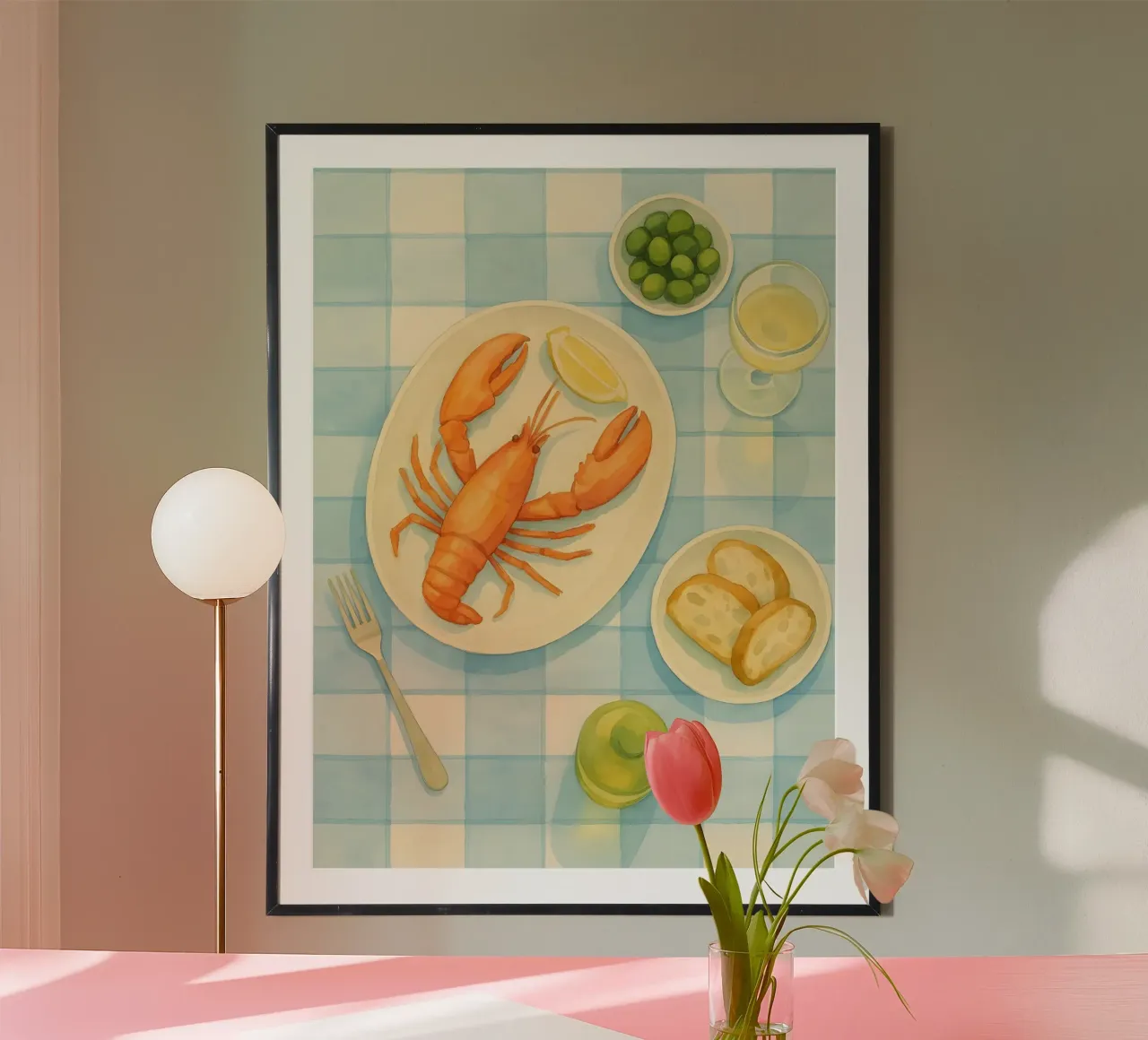 Pranzo estivo italiano - A Tavola! poster con telaio in alluminio da Grande Bellezza