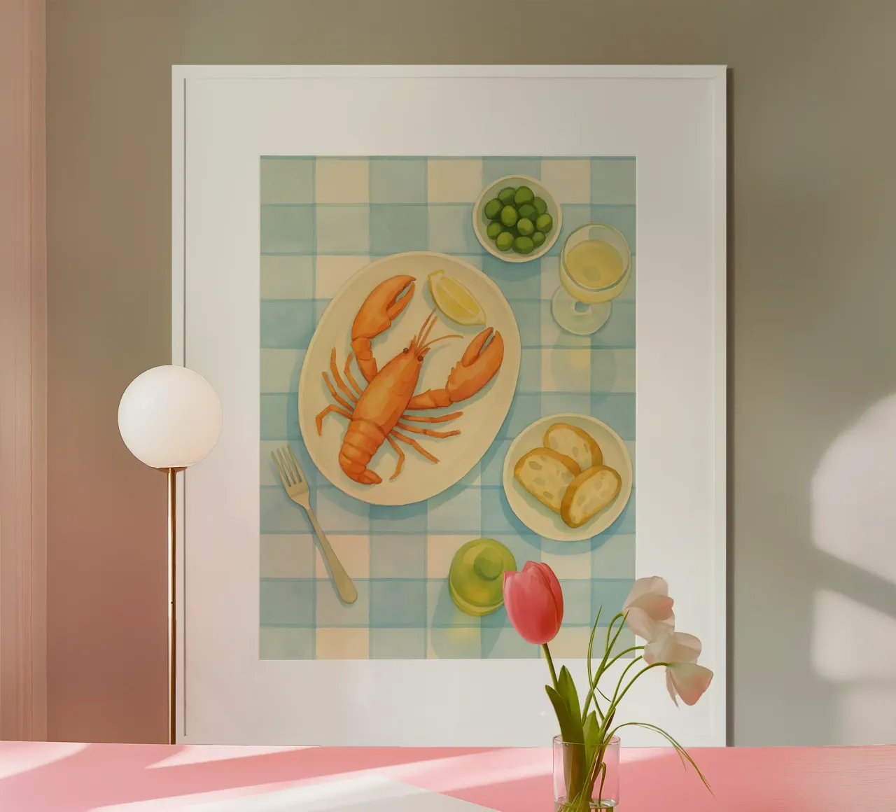 Pranzo estivo italiano - A Tavola! poster con telaio in alluminio da Grande Bellezza