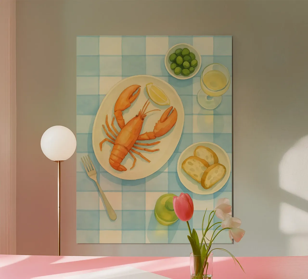 Pranzo estivo italiano - A Tavola! poster con telaio in alluminio da Grande Bellezza
