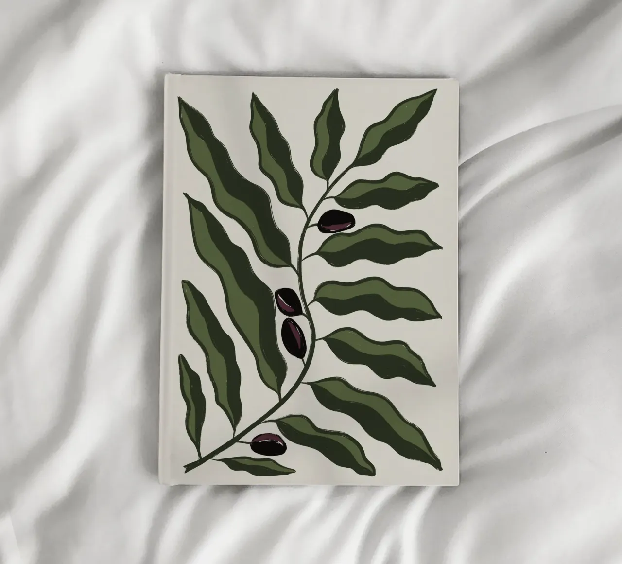 Abstract olive branch notebook by Sixmai
