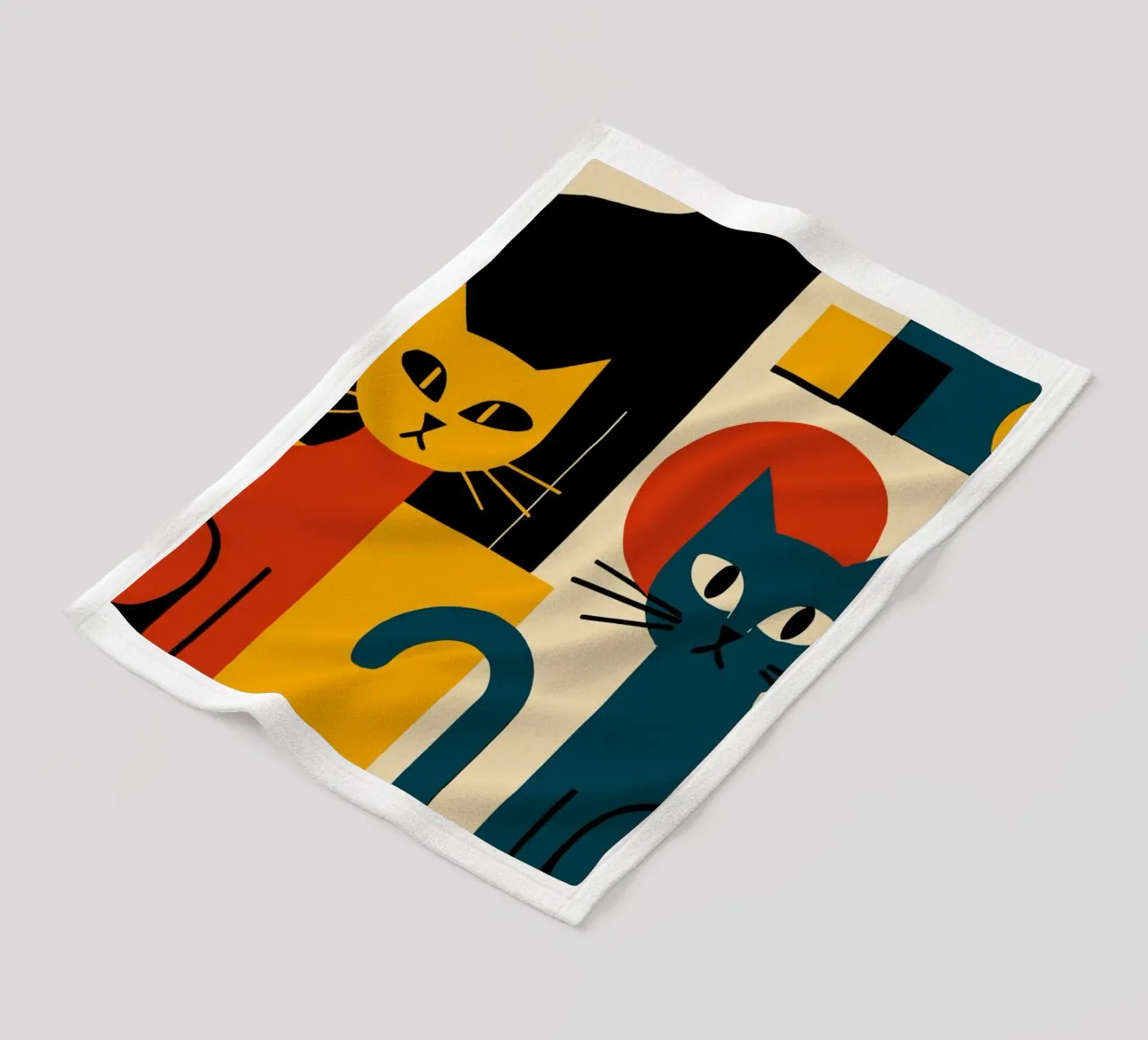 cats bauhaus fleece blanket by ramosashop