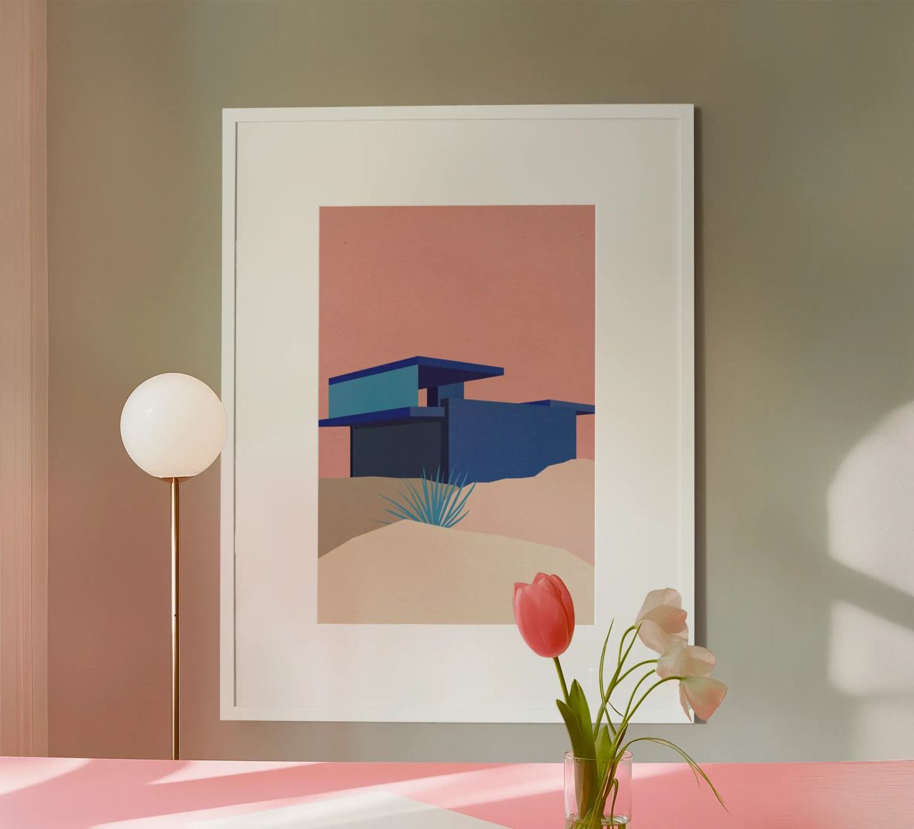 Kaufmann Desert House Blue Rose poster de Rosi Feist