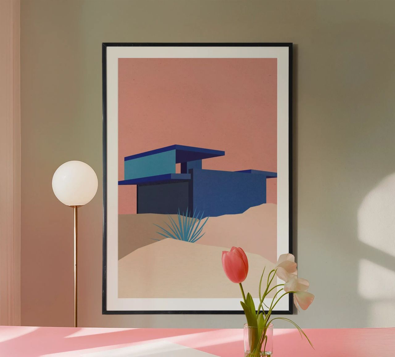 Kaufmann Desert House Blue Rose poster de Rosi Feist