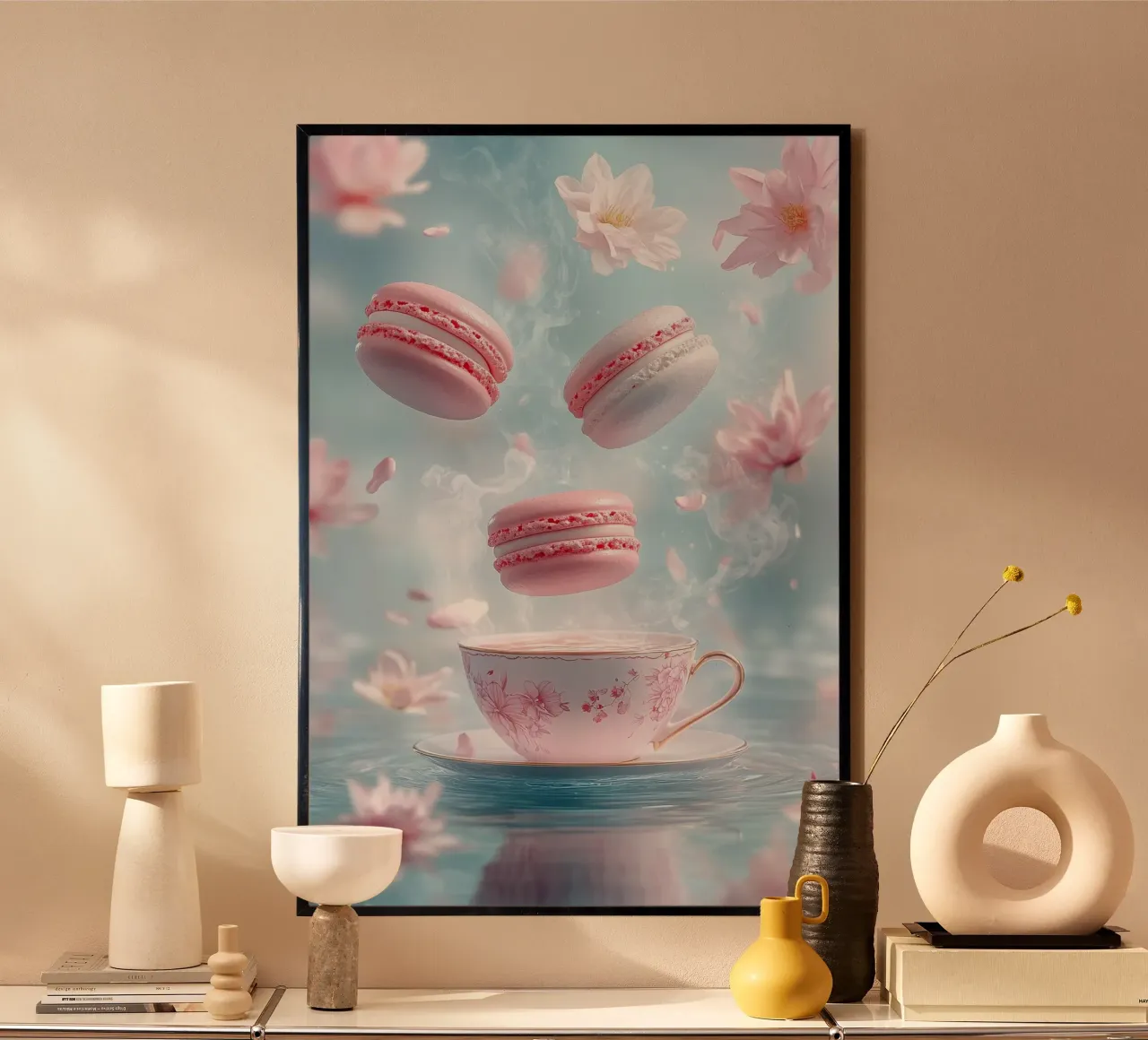 Momenti magici con i macarons galleggianti poster da M-Ulrich-Digital Art