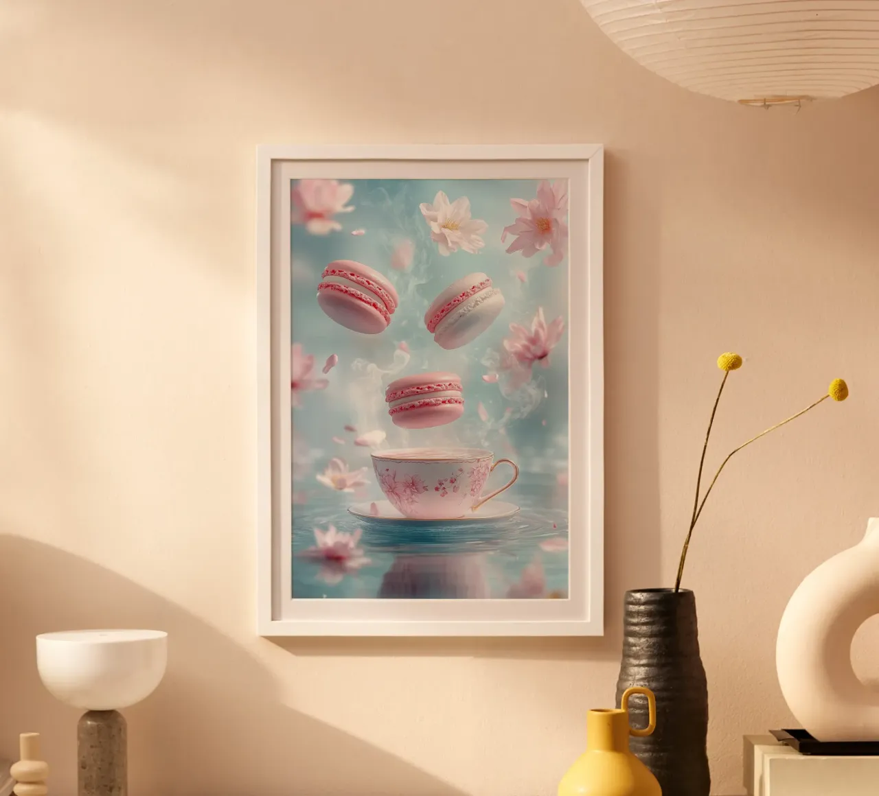 Momenti magici con i macarons galleggianti poster da M-Ulrich-Digital Art