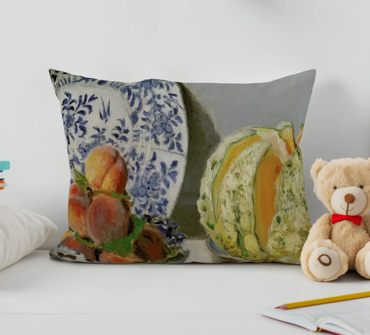 Monet - Still Life with Melon cuscino da ARTOTHEK