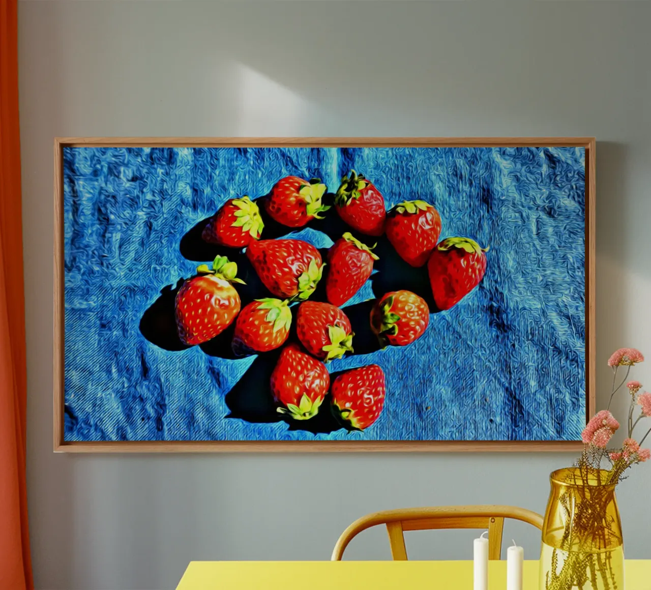 fragole tela con Cornice a cassetta da Massimo Frascogna