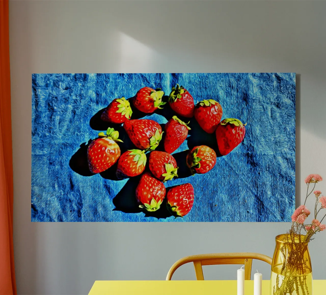 fragole tela con Cornice a cassetta da Massimo Frascogna