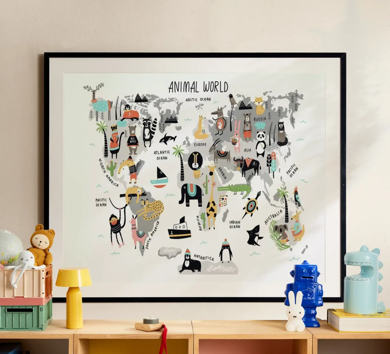 Animal Kingdom poster con telaio in plastica da Little Flourishes