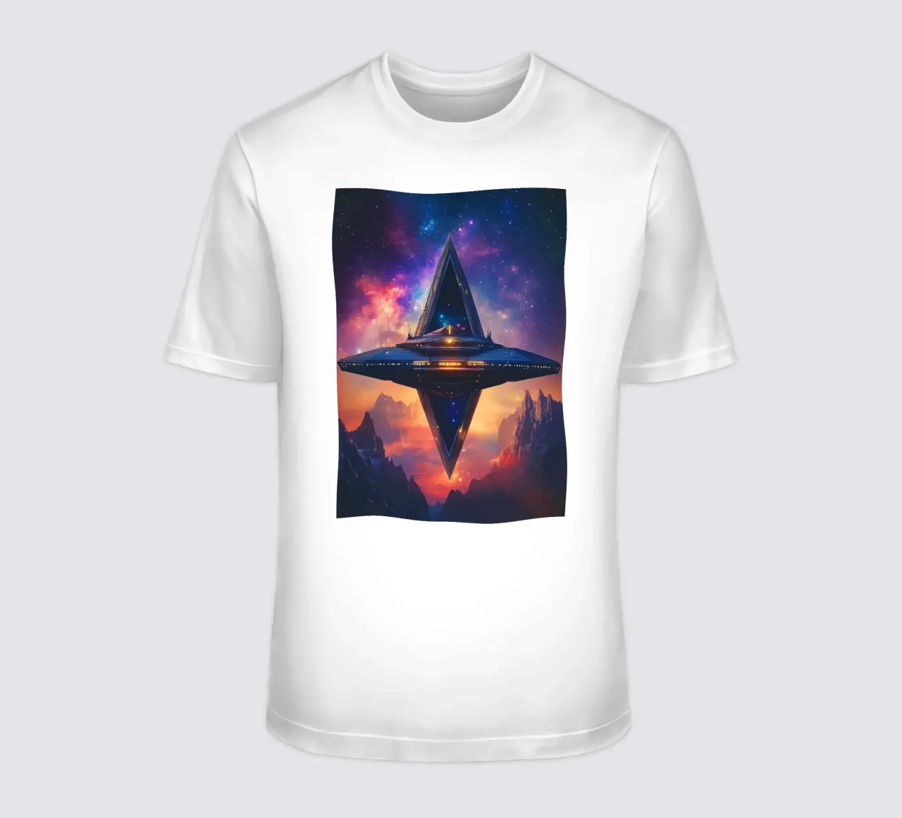 Stazione spaziale davanti a un cielo galattico t-shirt da pixelbull - medieval art and more