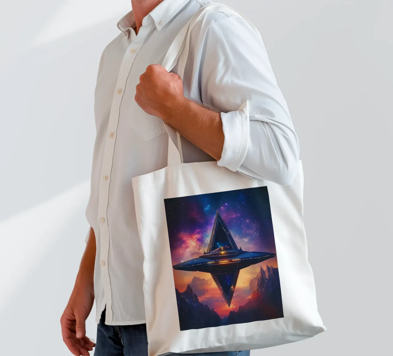 Stazione spaziale davanti a un cielo galattico borsa in juta da pixelbull - medieval art and more