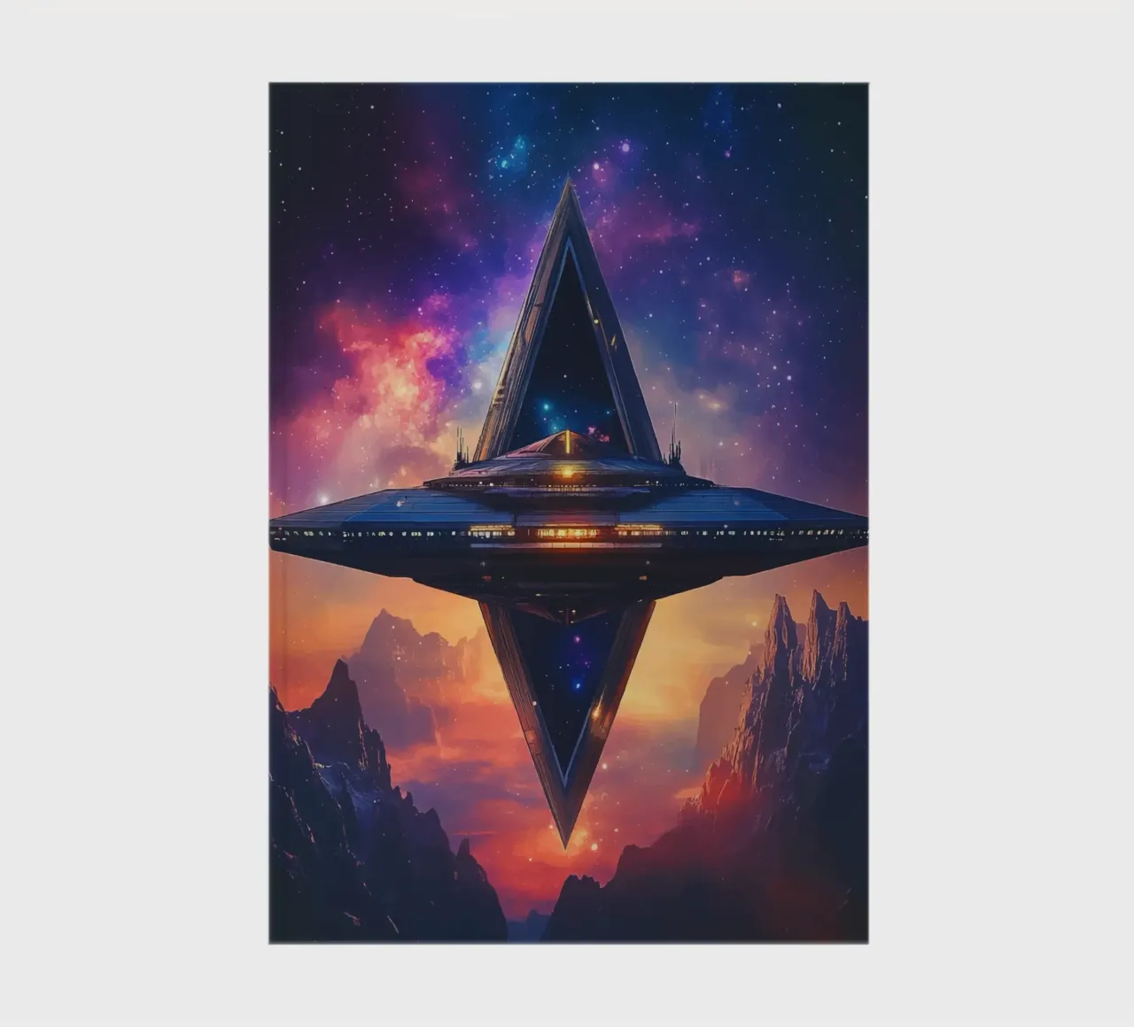 Space station in front of a galactic sky notebook by pixelbull - medieval art and more