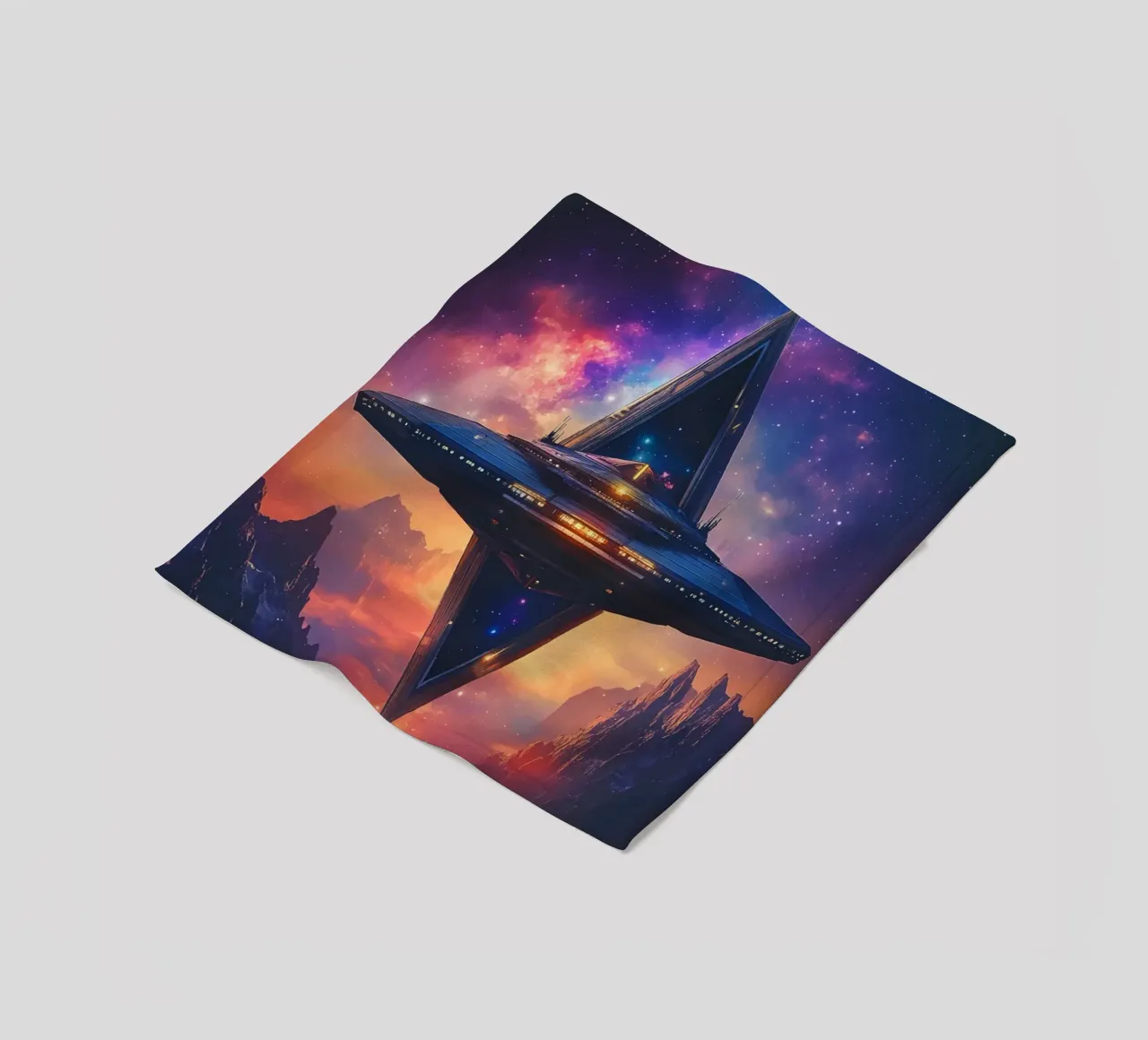 Stazione spaziale davanti a un cielo galattico coperta in pile da pixelbull - medieval art and more