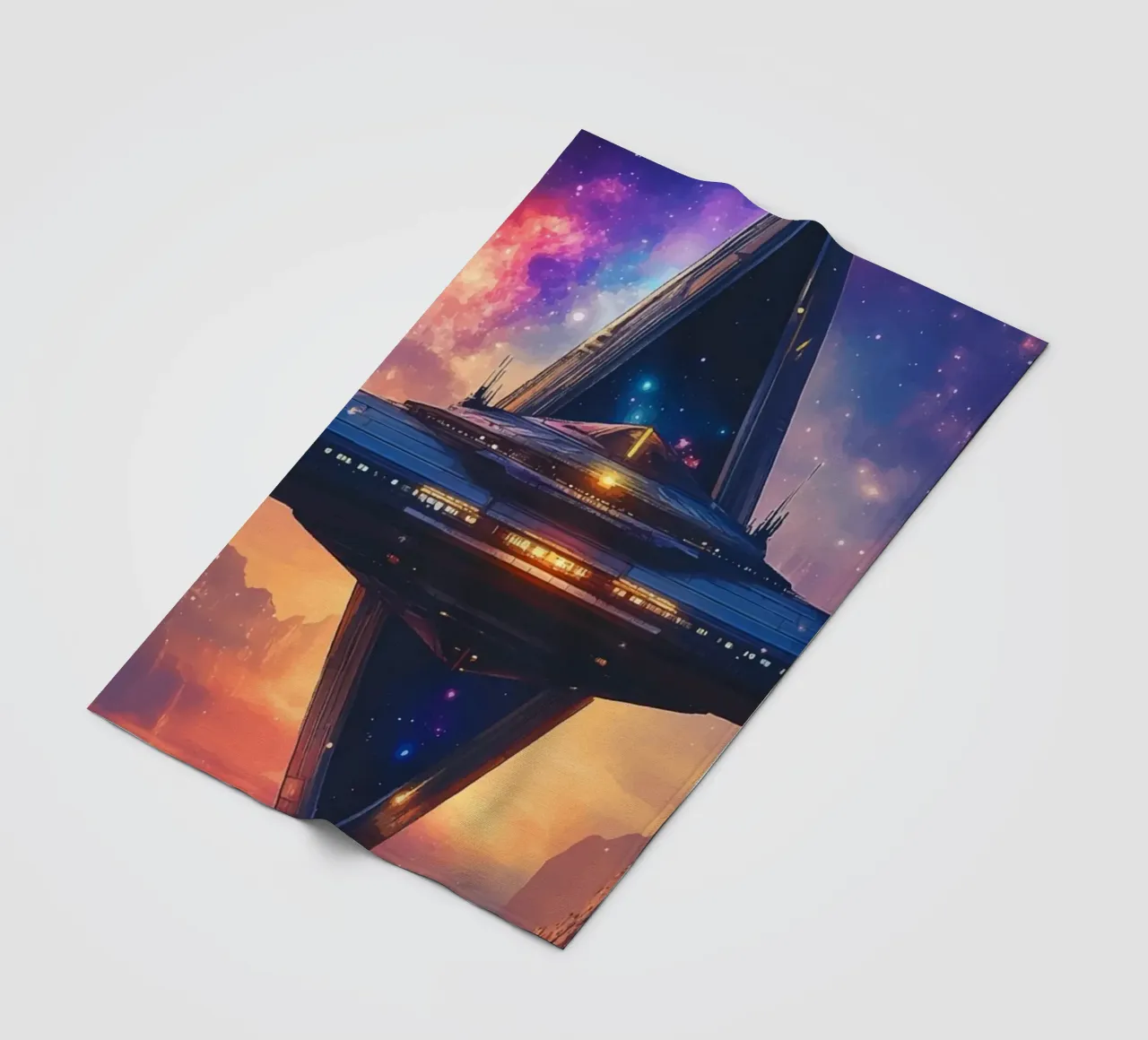 Stazione spaziale davanti a un cielo galattico coperta in pile da pixelbull - medieval art and more