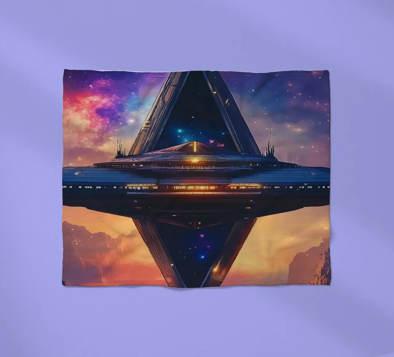 Stazione spaziale davanti a un cielo galattico coperta in pile da pixelbull - medieval art and more