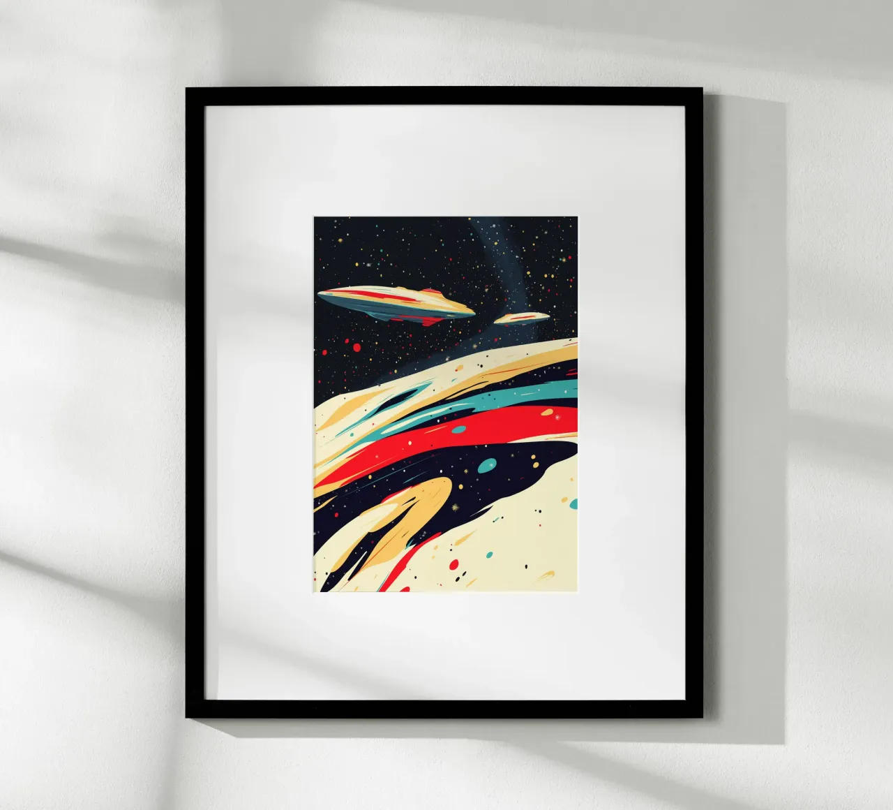 UFOs above the colourful starry sky hahnemühle by pixelbull - medieval art and more
