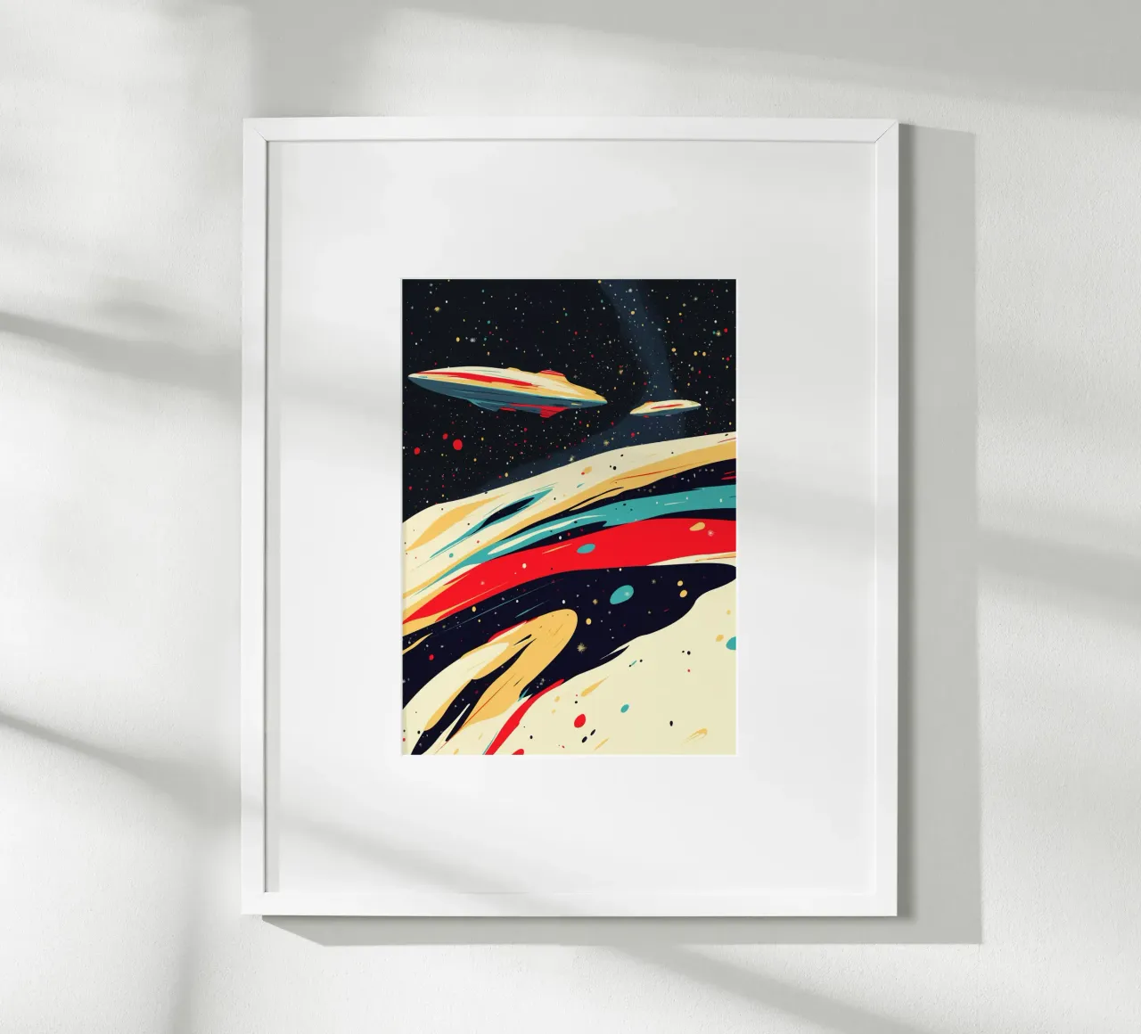 UFOs above the colourful starry sky hahnemühle by pixelbull - medieval art and more