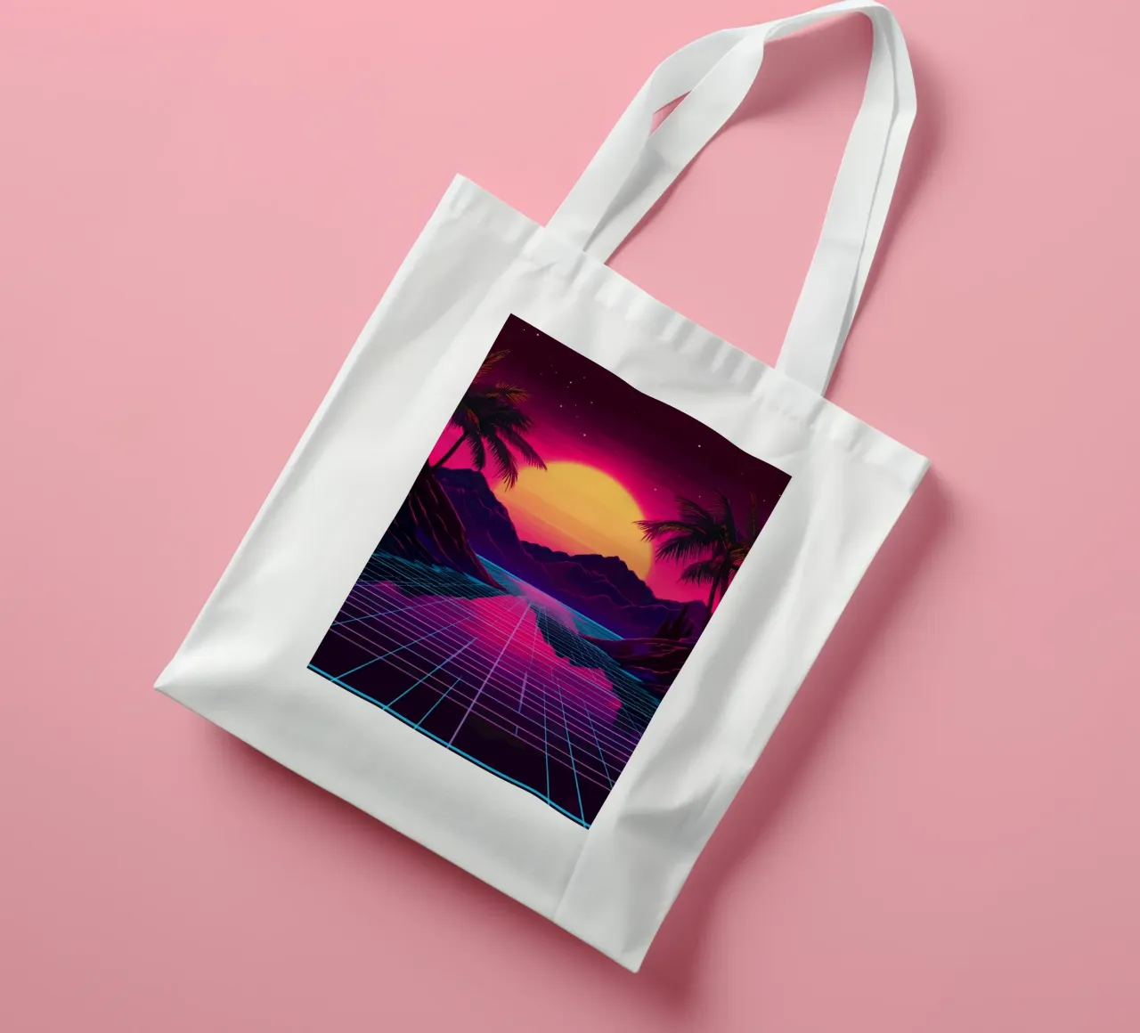 Tramonto retro synthwave borsa in juta da pixelbull - medieval art and more