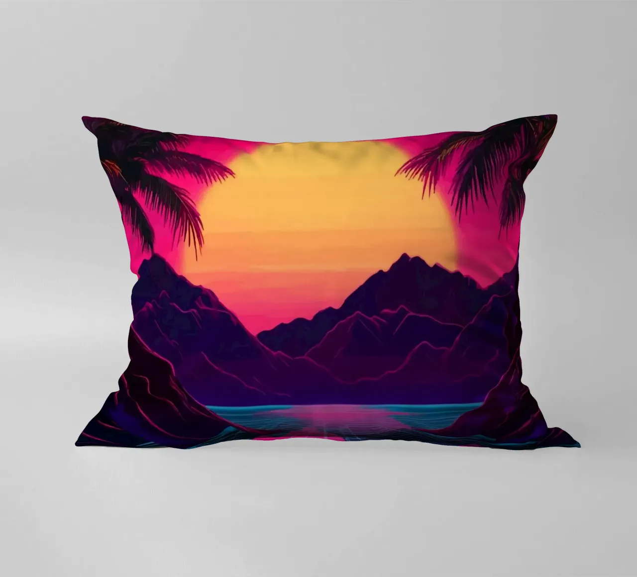 Tramonto retro synthwave cuscino da pixelbull - medieval art and more