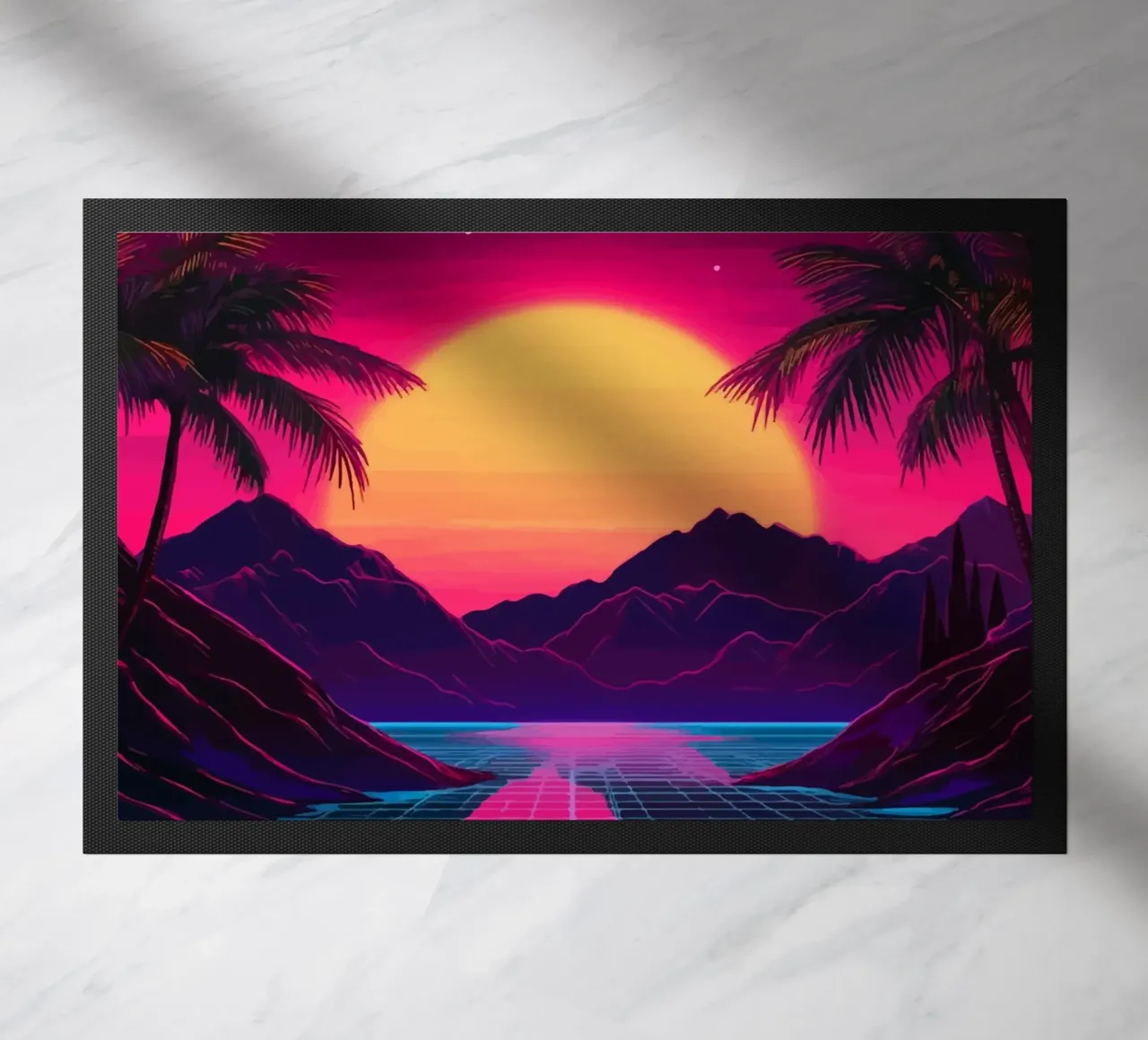 Tramonto retro synthwave zerbino da pixelbull - medieval art and more