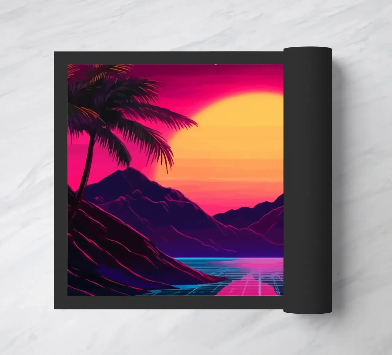 Tramonto retro synthwave zerbino da pixelbull - medieval art and more