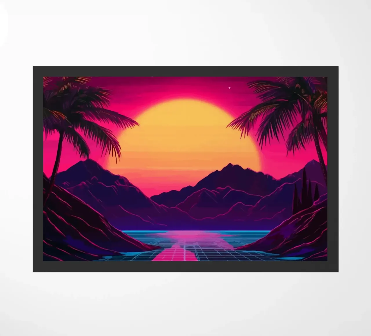 Tramonto retro synthwave zerbino da pixelbull - medieval art and more