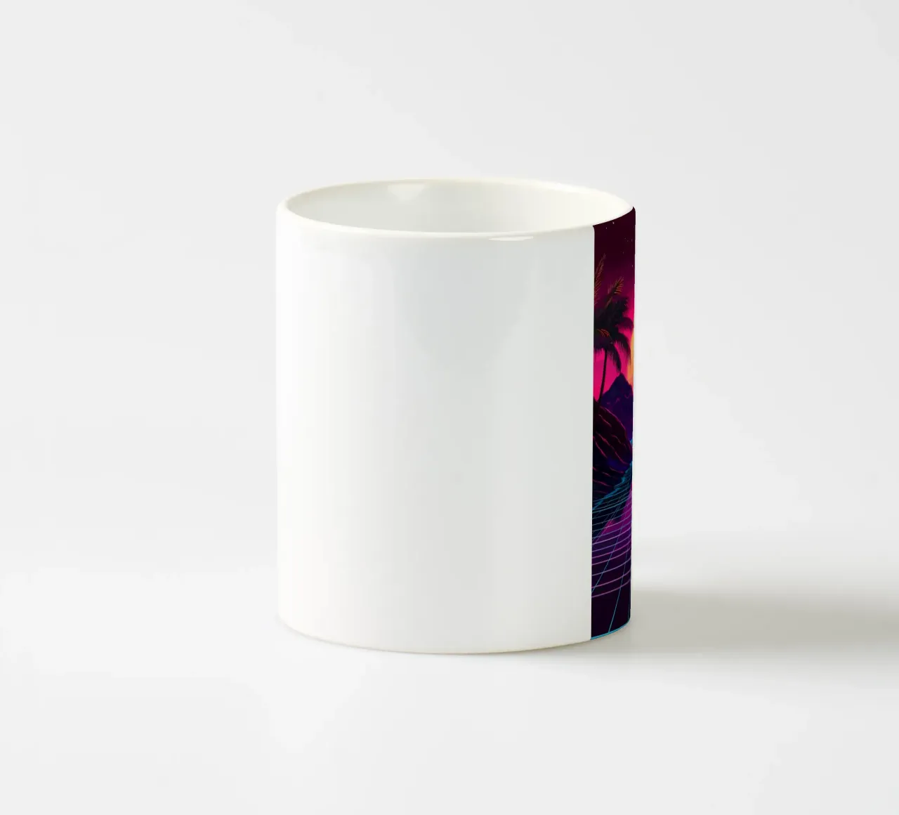 Tramonto retro synthwave tazza in ceramica da pixelbull - medieval art and more