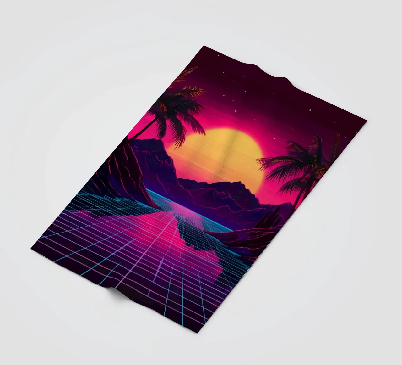Tramonto retro synthwave coperta in pile da pixelbull - medieval art and more