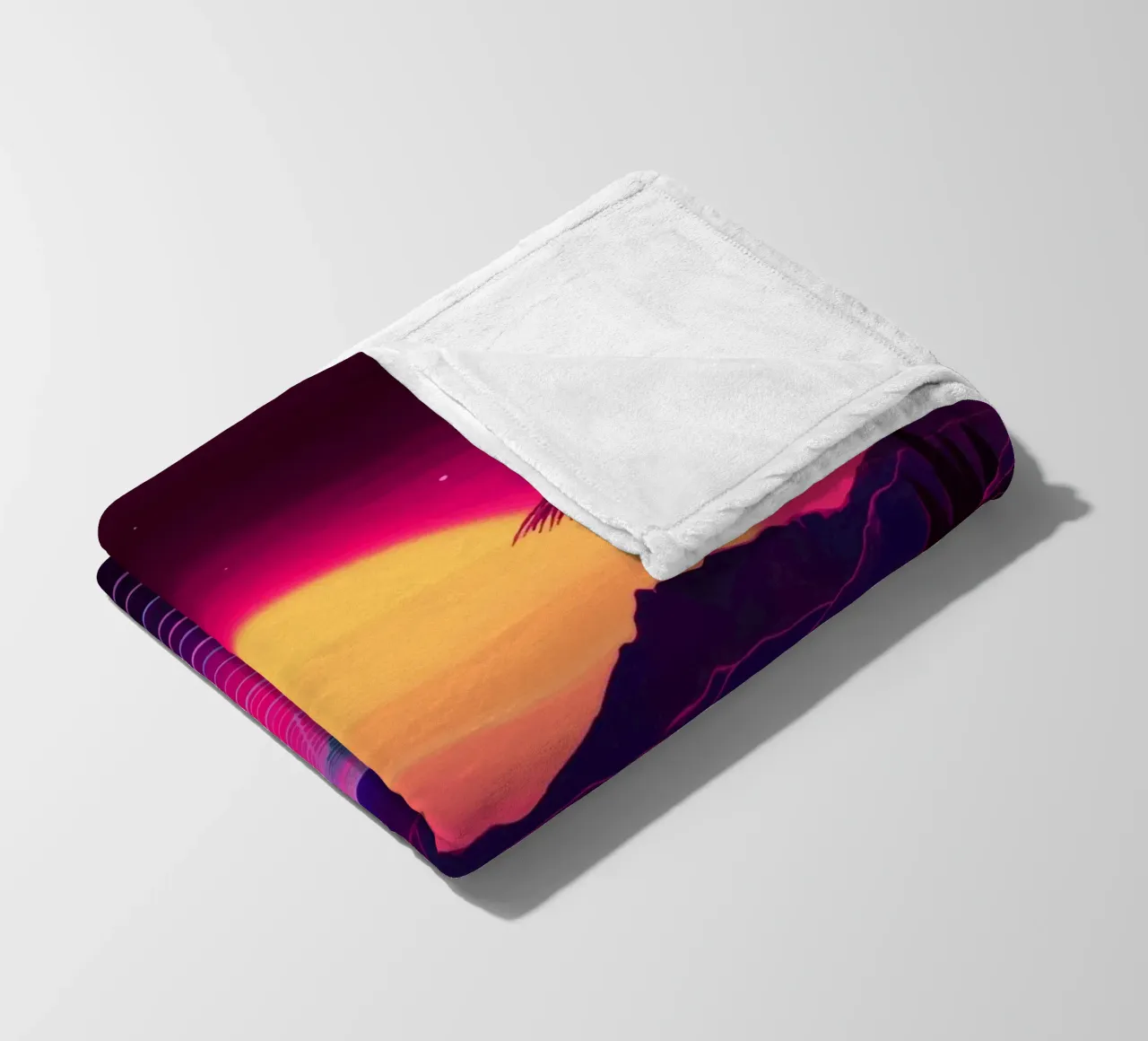Tramonto retro synthwave coperta in pile da pixelbull - medieval art and more