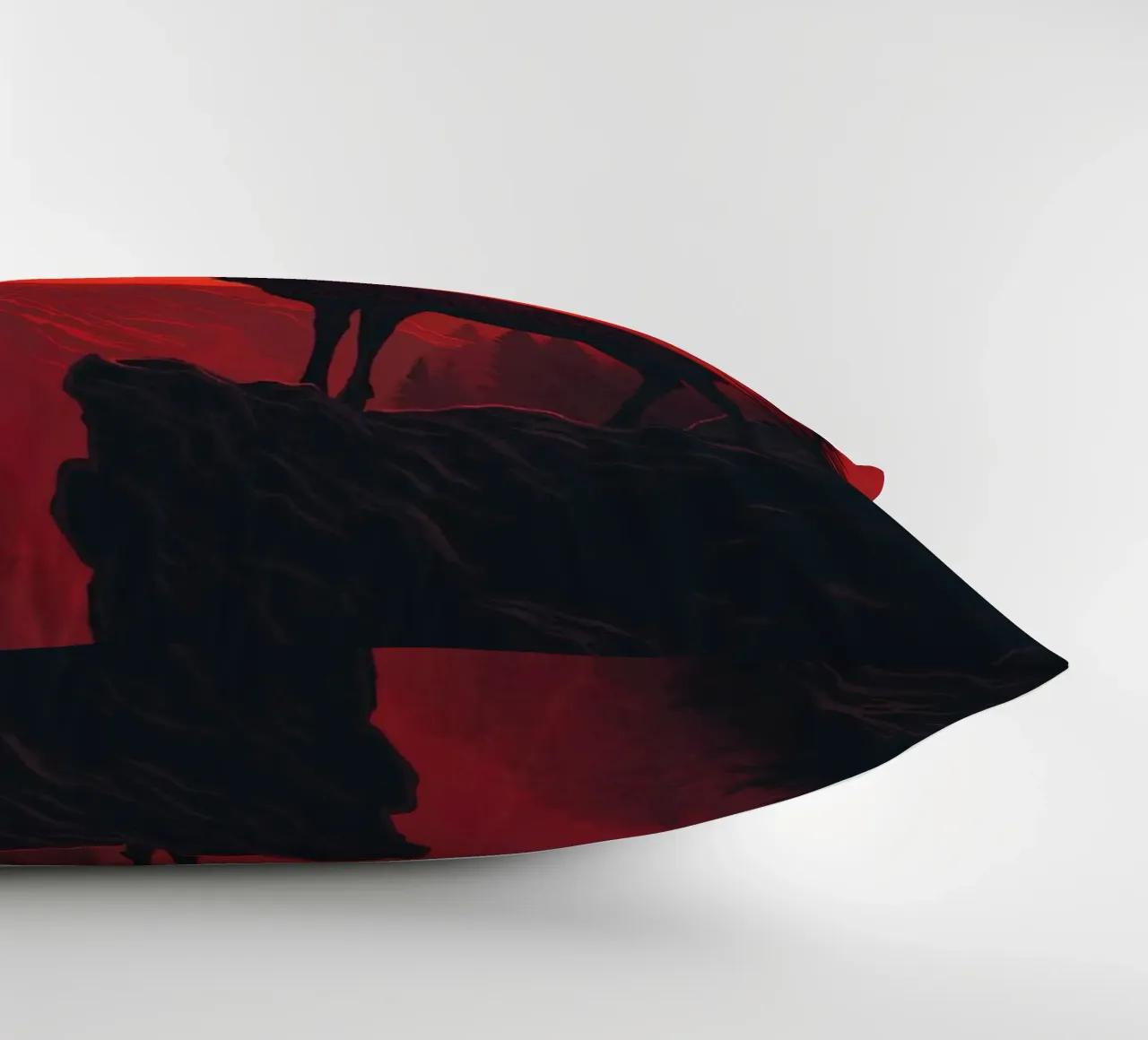Un maestoso cervo davanti a un tramonto rosso sangue cuscino da pixelbull - medieval art and more