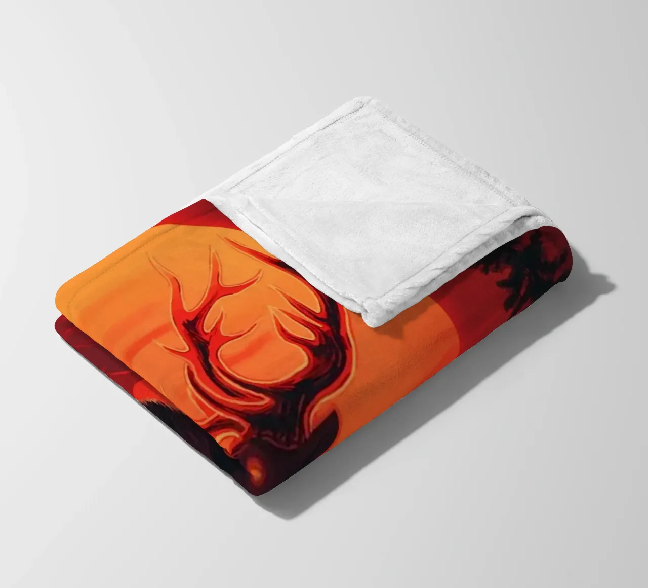 Un maestoso cervo davanti a un tramonto rosso sangue coperta in pile da pixelbull - medieval art and more