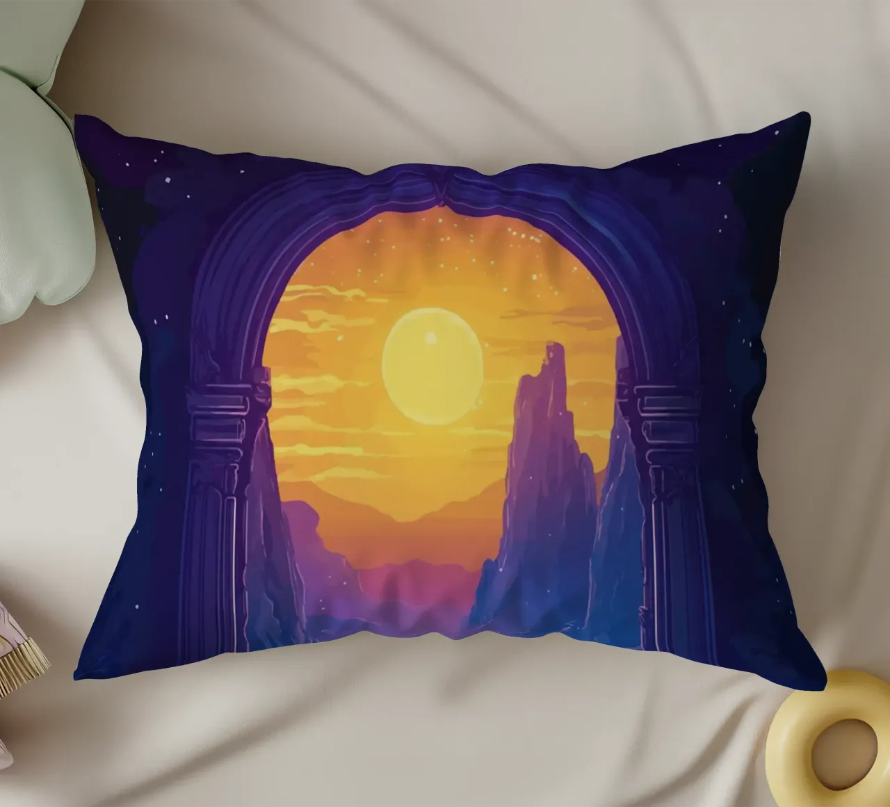 Porta d'accesso a un mondo di sogni luminosi cuscino da pixelbull - medieval art and more
