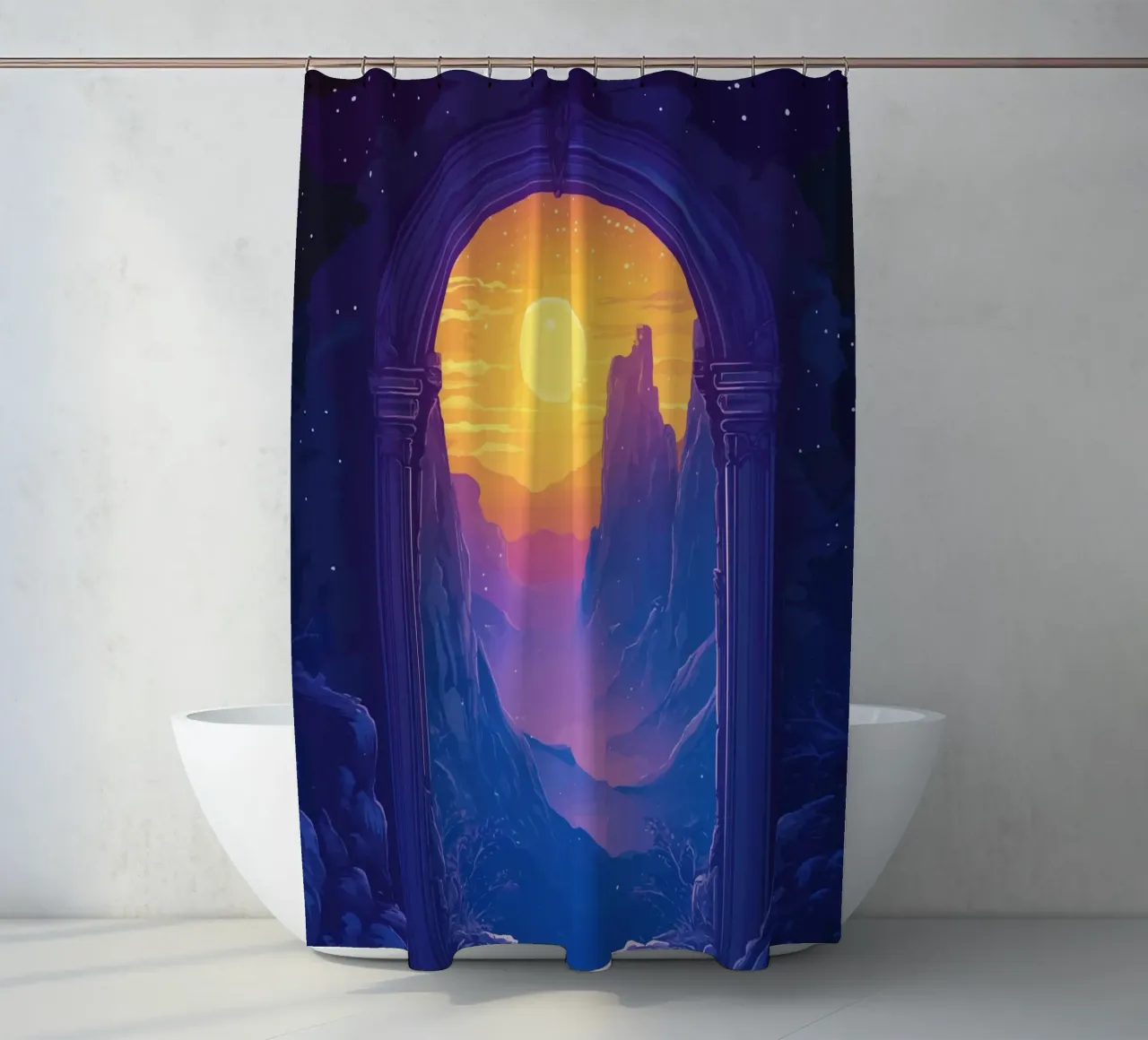 Gateway to a luminous dream world shower curtain by pixelbull - medieval art and more