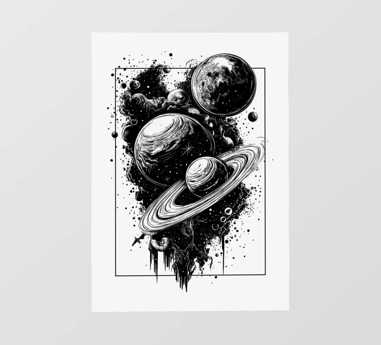 Sogni cosmici in bianco e nero telo in pvc da pixelbull - medieval art and more