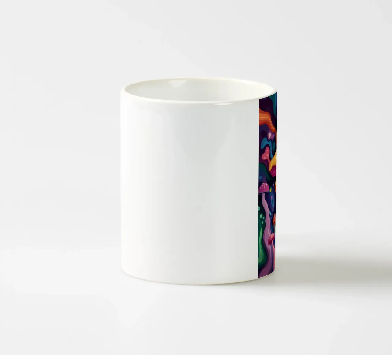 Funghi cosmici in un tripudio di colori tazza in ceramica da pixelbull - medieval art and more