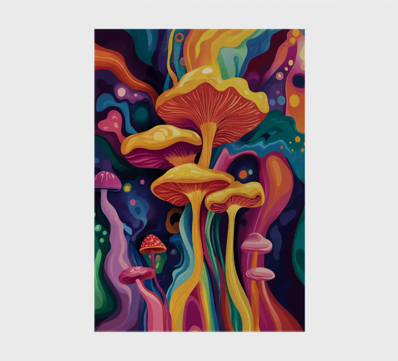 Cosmic mushrooms in a blaze of colour notebook by pixelbull - medieval art and more